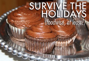 Holiday Diet Tips Survive the Holidays (food wise, at least!) Healthy Eating Through the Holidays Program Chocolate Cupcakes on Silver Tray