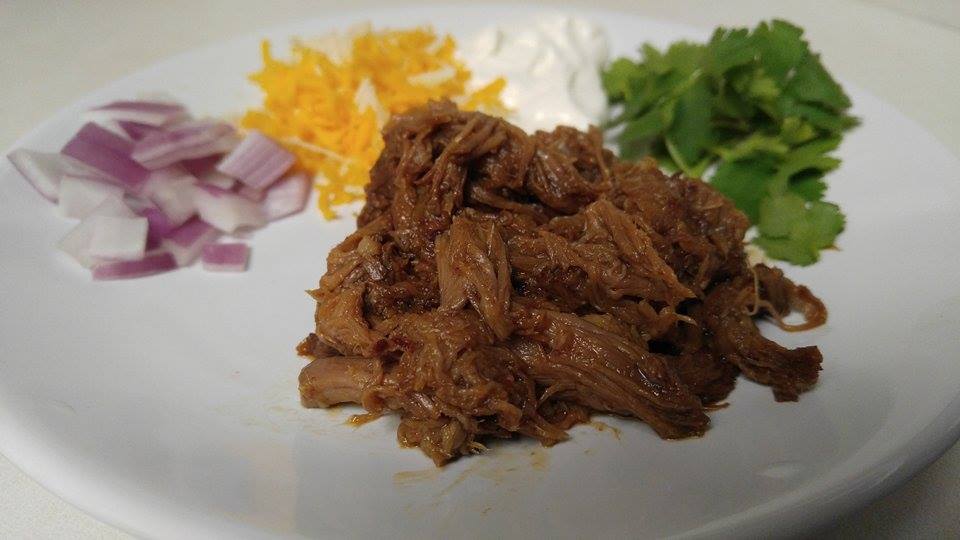 Barbacoa Beef Phase 3 with onions, cilantro, cheese and sour cream