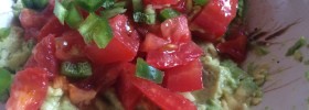 HCG Phase 3 Guacamole Recipe with tomatoes and jalapeños in bowl