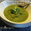 Chipotle Asparagus Soup for HCG Phase 2 in white bowl with Cilantro