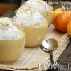 Thanksgiving Holiday Low Carb Pumpkin Whip Dessert with whipped cream, and mini pumpkins