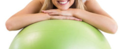 Healthy Holidays Program with Tammy Skye Blond model with green exercise ball